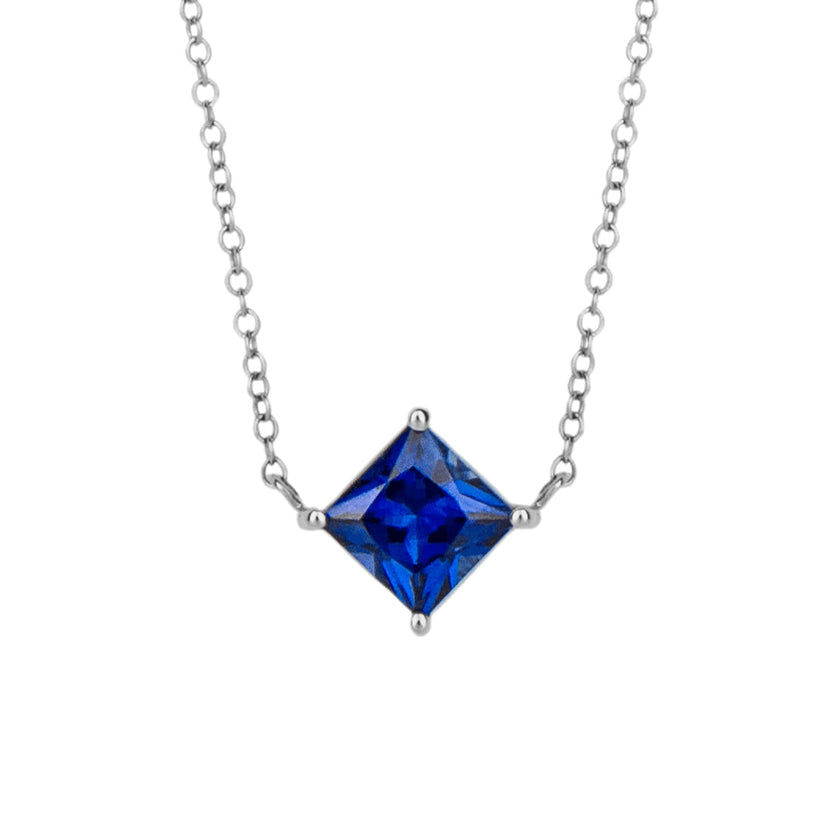 Elements Gold Princess Cut Necklace with Lab Created Precious Stones