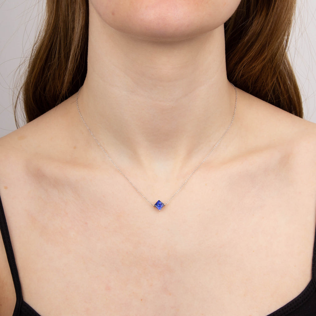 Elements Gold Princess Cut Necklace with Lab Created Precious Stones