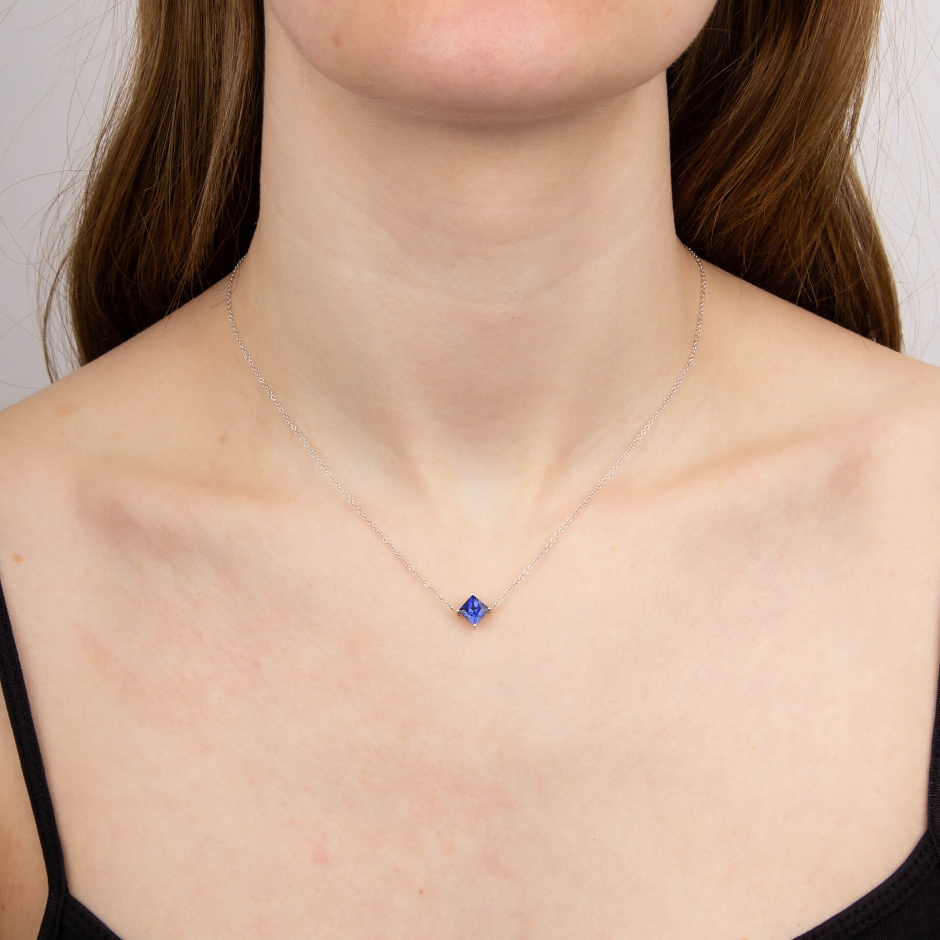 Elements Gold Princess Cut Necklace with Lab Created Precious Stones
