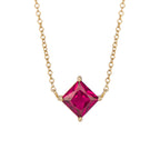 Elements Gold Princess Cut Necklace with Lab Created Precious Stones