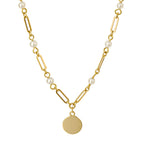 Elements Gold Pearl Station Necklace with Disc