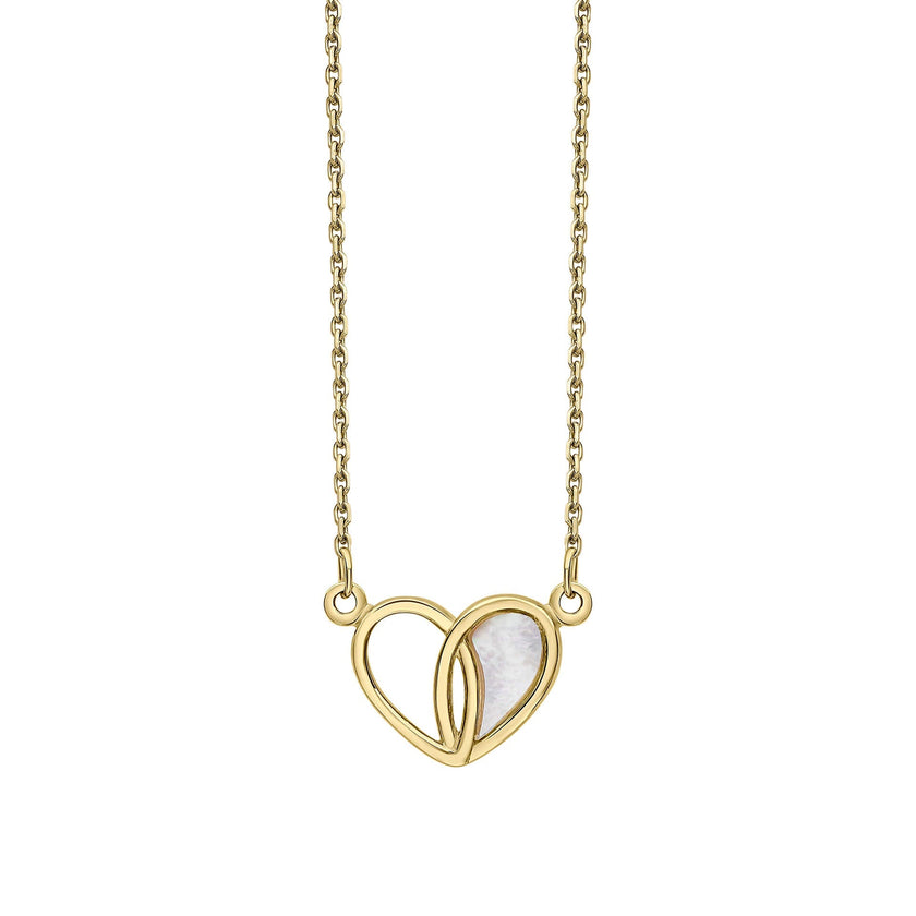 Elements Gold Heart Necklace with Mother of Pearl