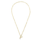 Elements Gold T-Bar Chain Necklace with Freshwater Pearl Charm