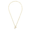 Elements Gold T-Bar Chain Necklace with Freshwater Pearl Charm