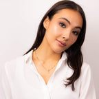 Elements Gold T-Bar Chain Necklace with Freshwater Pearl Charm