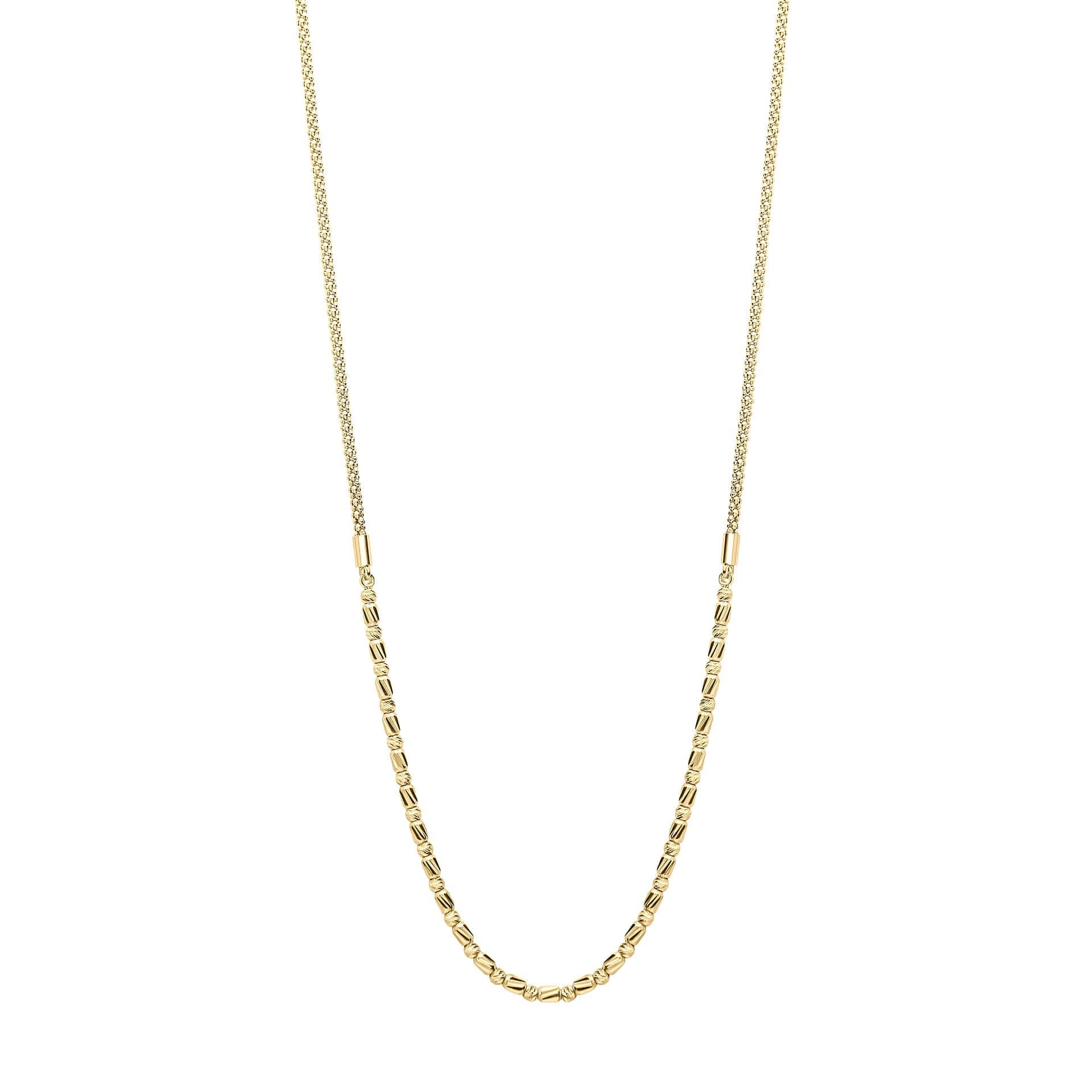 Elements Gold Diamond Cut Bead Bar Necklace