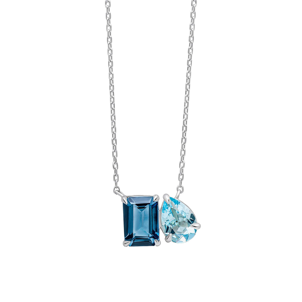 Elements Gold Toi et Moi Blue Topaz Necklace