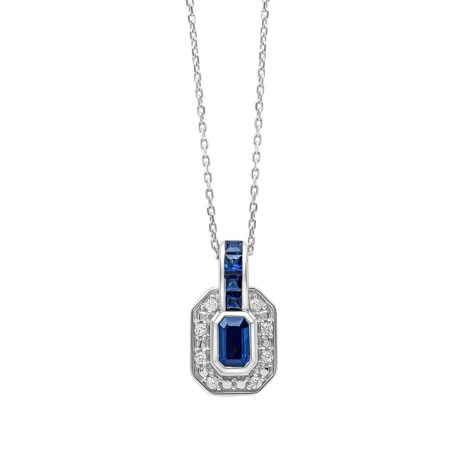 Elements Gold Sapphire Channel and Diamond Necklace