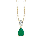 Elements Gold Toi et Moi Amethyst and Onyx Drop Necklace