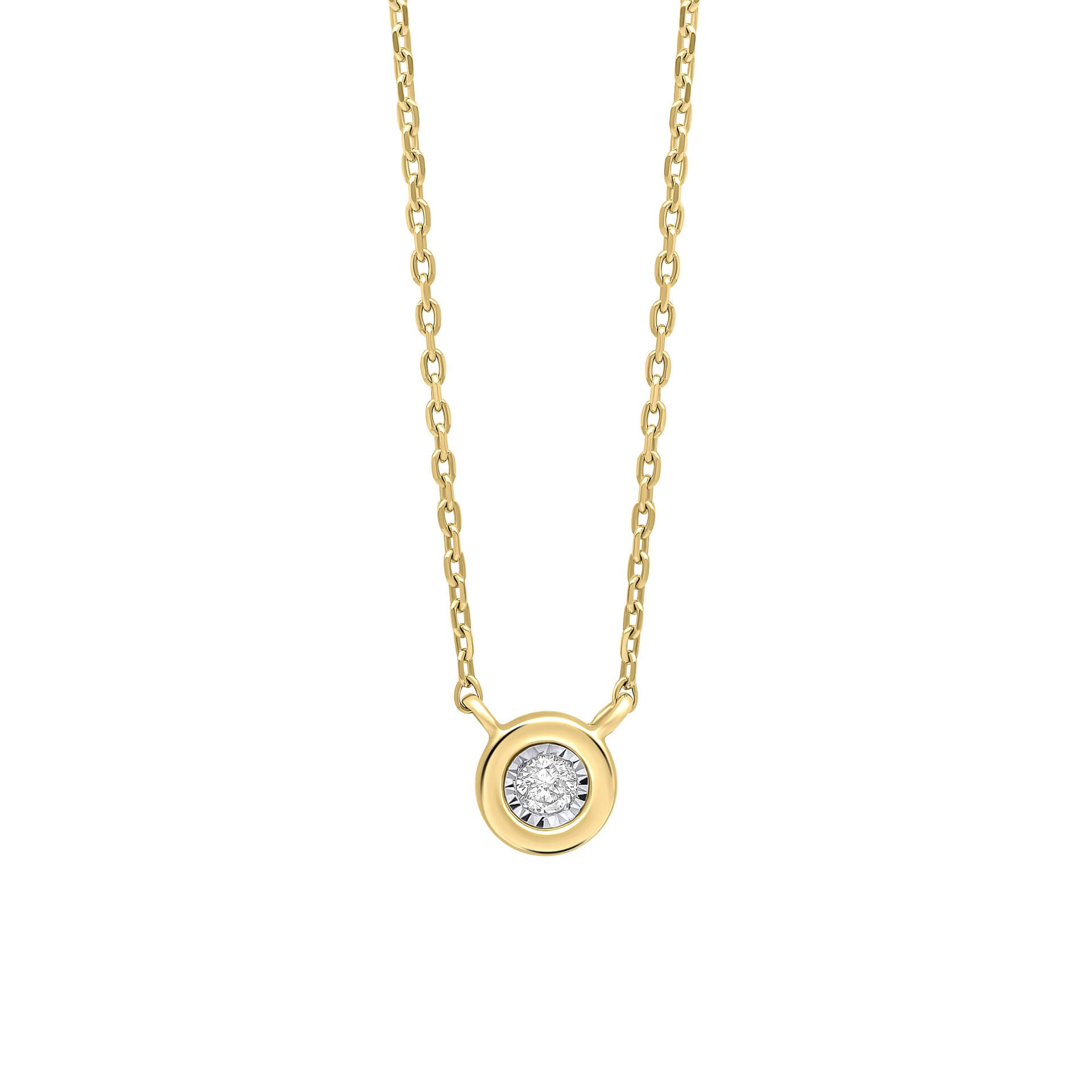 Elements Gold Rounded Bezel Diamond Necklace