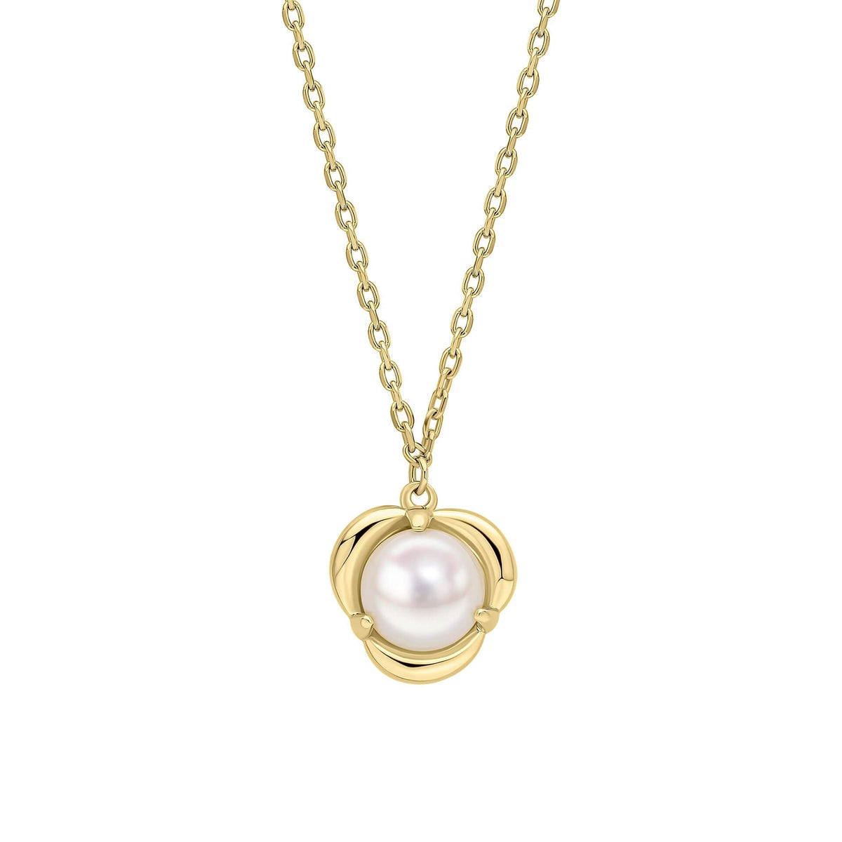 Elements Gold Petal Set Pearl Necklace