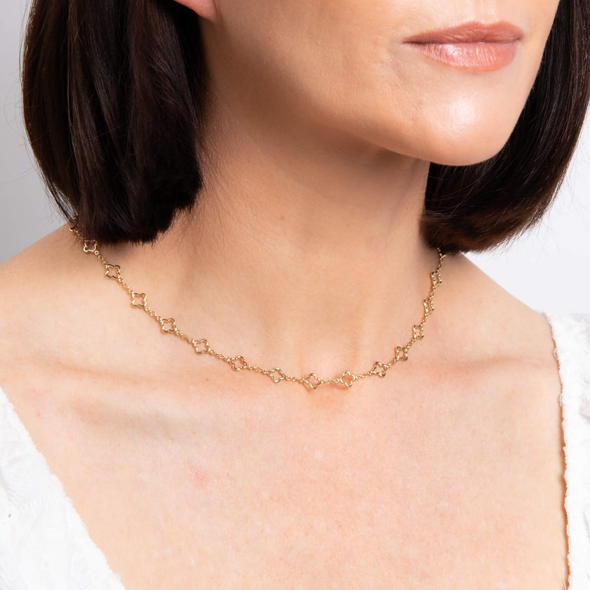 Collier Elements Gold à pendentif quatrefoil