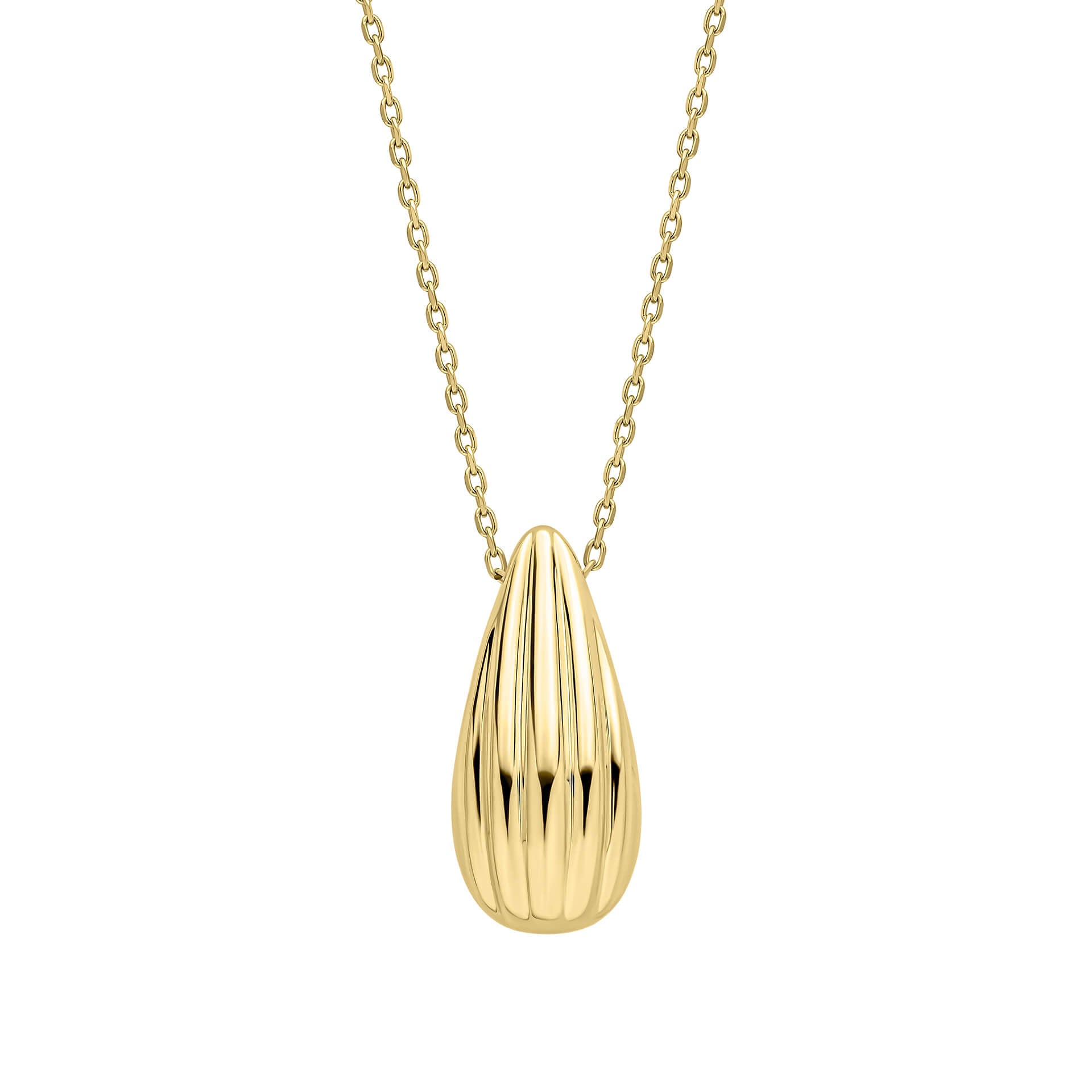 Elements Gold Ridged Teardrop Necklace