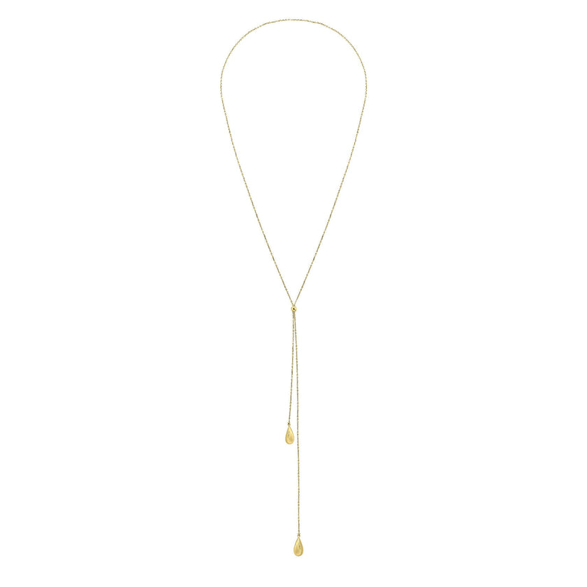 Elements Gold Organic Teardrop Lariat Necklace