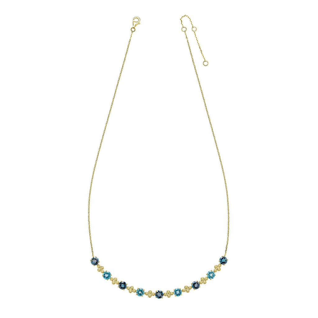 Elements Gold Ornate Blue Topaz Necklace