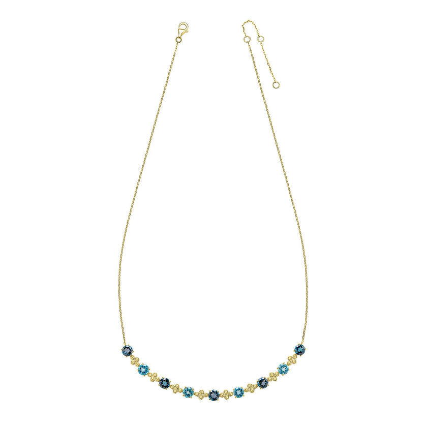 Elements Gold Ornate Blue Topaz Necklace