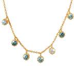 Gold Aqua Necklace with Barnacles and Rainbow Topaz