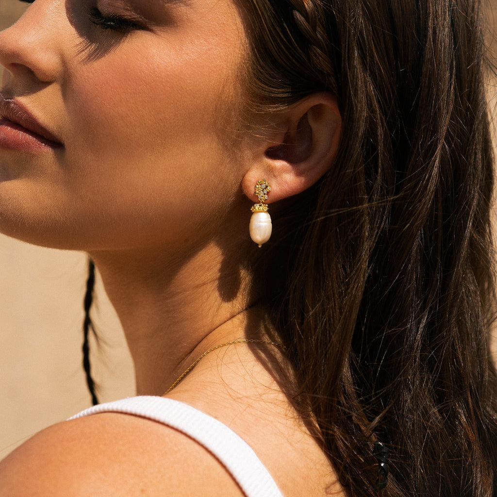 Gold Baroque Pearl Earrings - Lyra