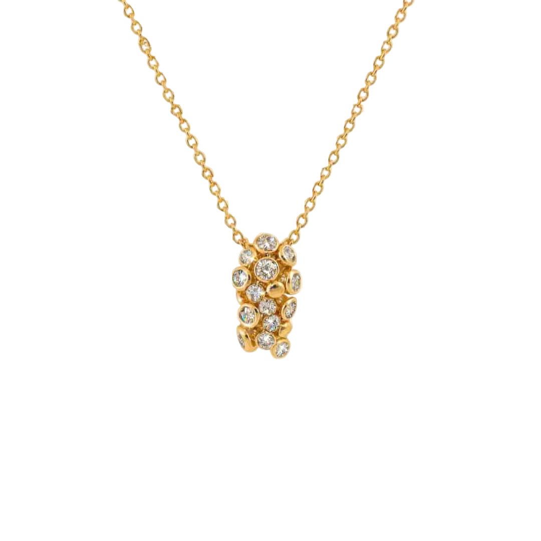 Gold Lyra Necklace with Barnacles and White Topaz