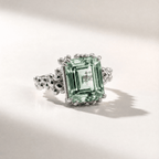 Gold or Silver Statement Green Quartz Ring - Giselle