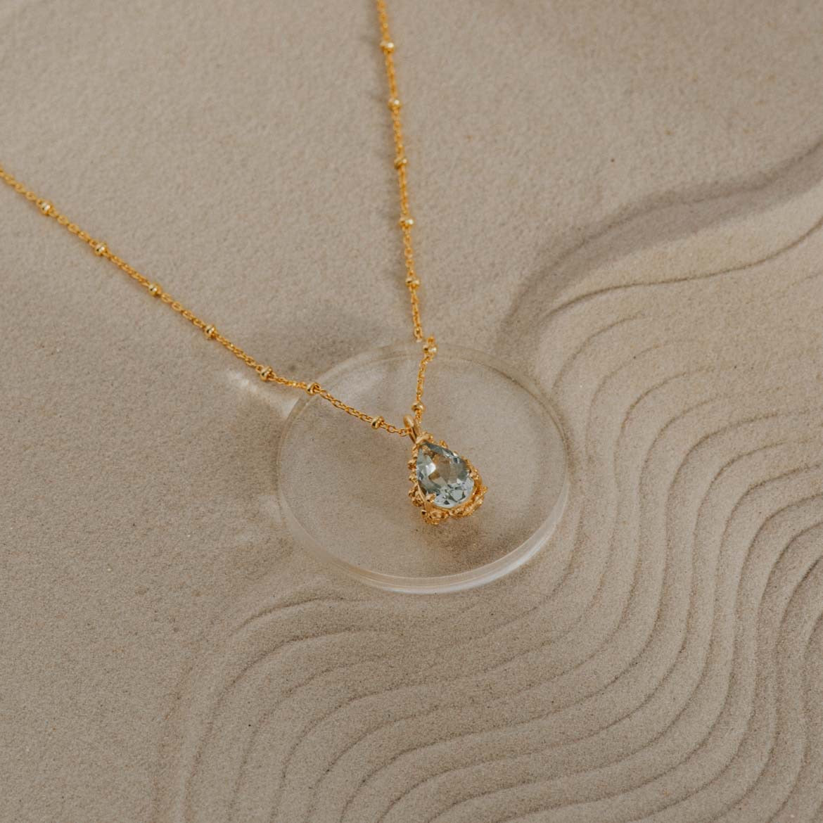 Collar de oro vermeil con cuarzo verde - Alba