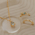 Collar de oro vermeil con cuarzo verde - Alba