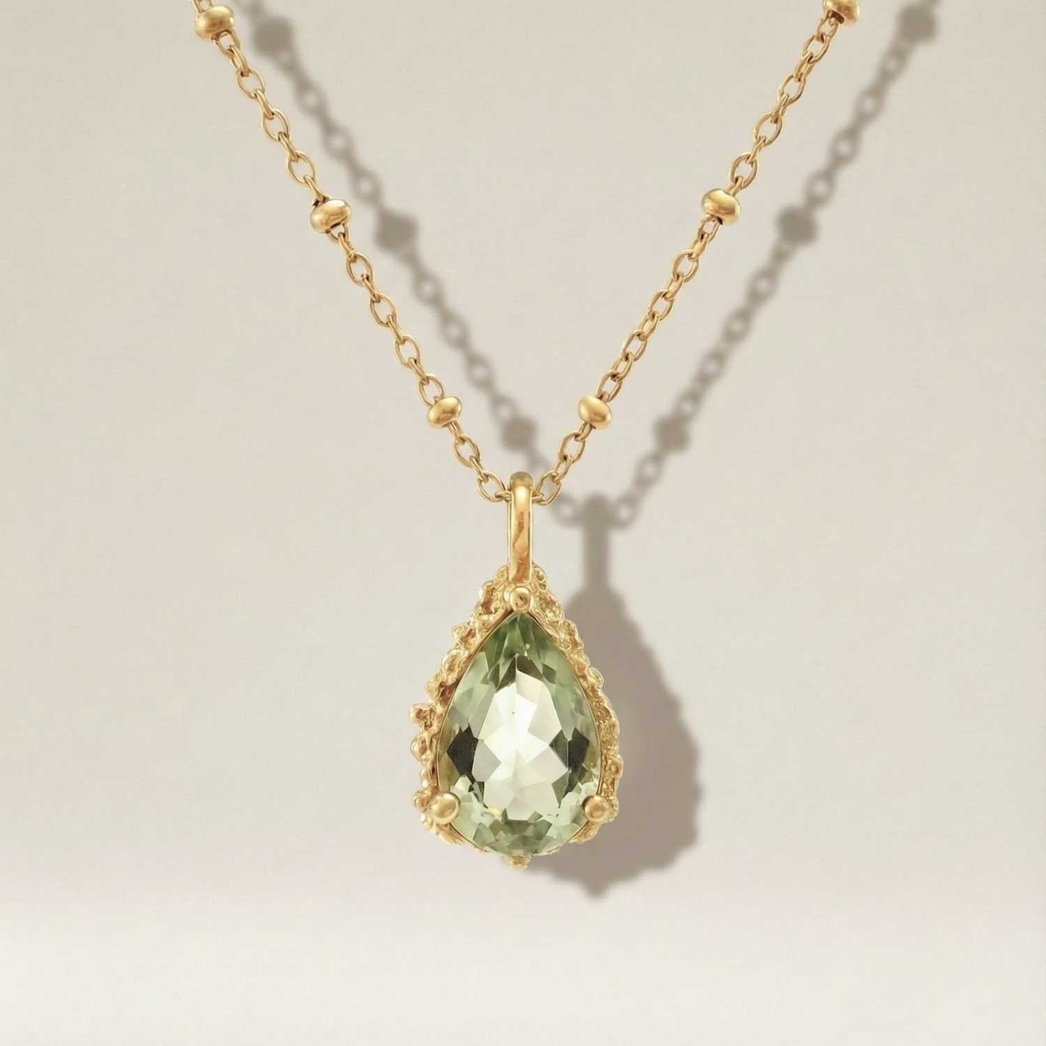 Collar de oro vermeil con cuarzo verde - Alba