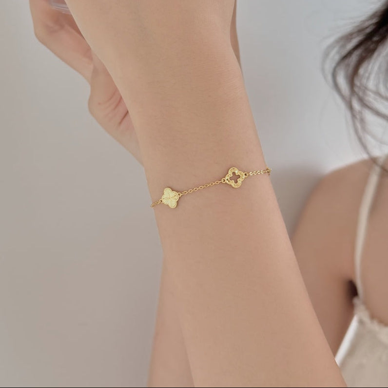 Gold Mixed Clover Bracelet