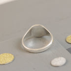 Gothic Initial Round Silver Signet Ring