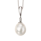 Elements Gold Freshwater Pearl and Diamond Drop Pendant