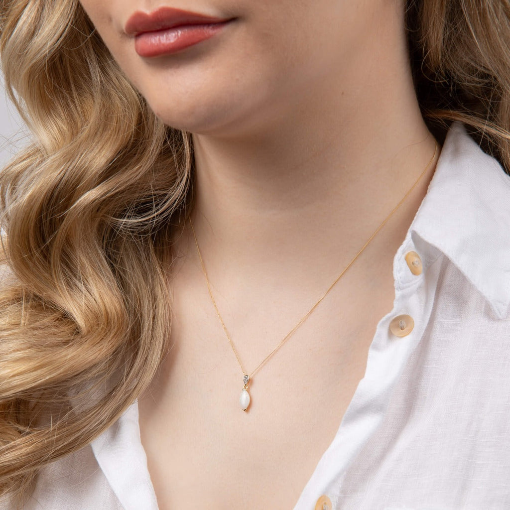 Elements Gold Opal Drop Pendant with Diamond Bale