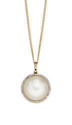 Elements Gold Mabe Pearl and Diamond Pendant