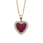 Elements Gold Heart Pendant with Precious Stones and Diamond Surround