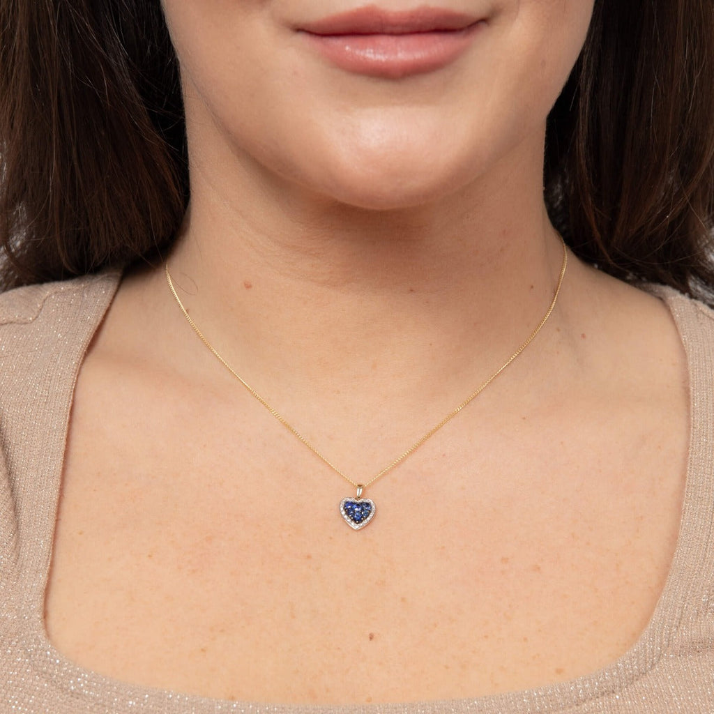 Elements Gold Heart Pendant with Precious Stones and Diamond Surround