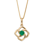 Elements Gold Cut Out Flower Pendant with Emerald
