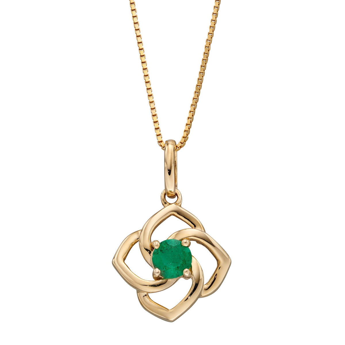 Elements Gold Cut Out Flower Pendant with Emerald