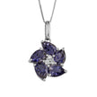 Elements Gold Peony Flower Pendant with Iolite and Diamond