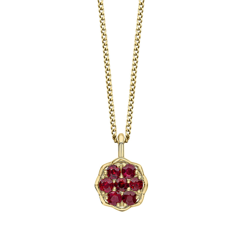 Colgante Elements Gold con siete rubíes en racimo