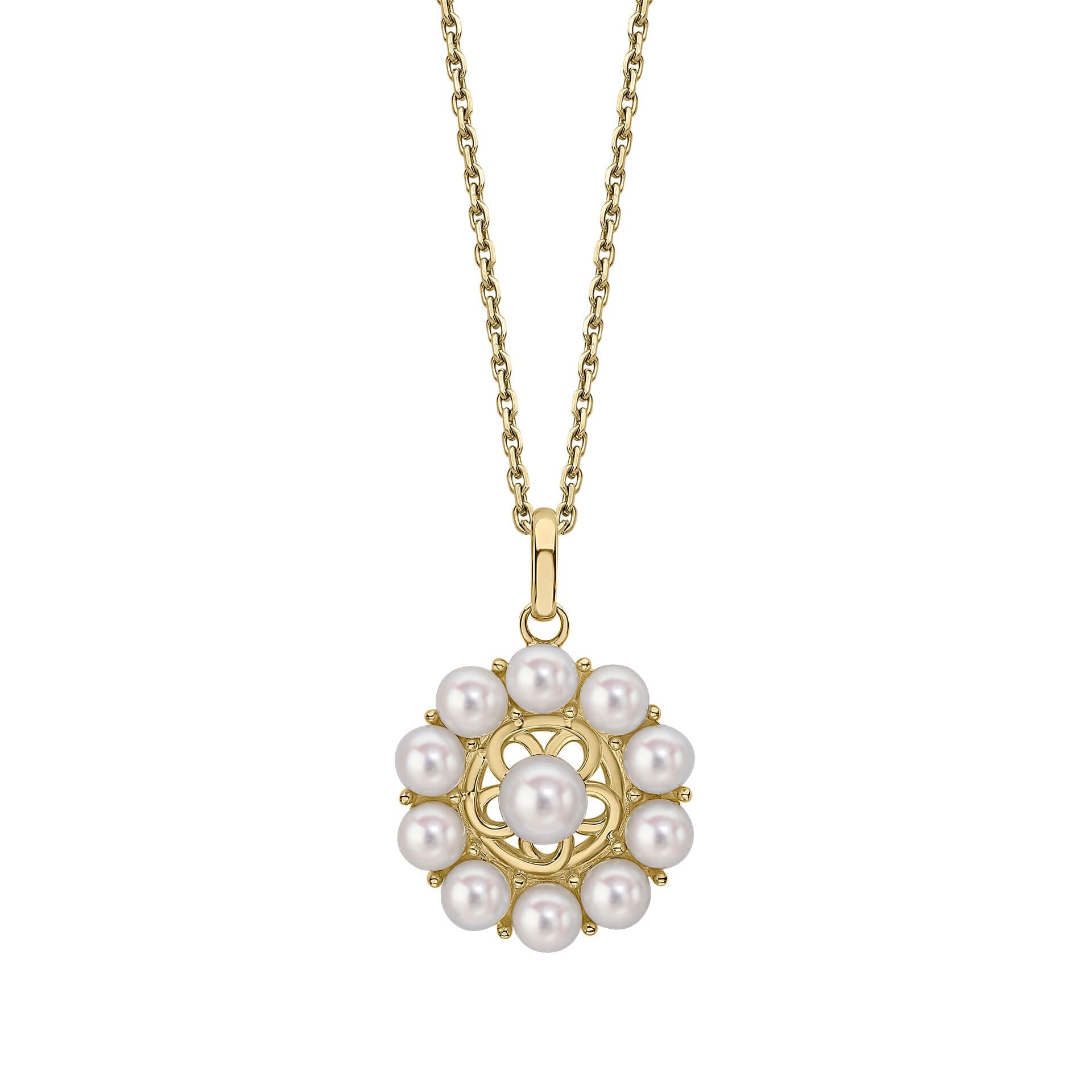 Elements Gold Floral Freshwater Pearl Pendant