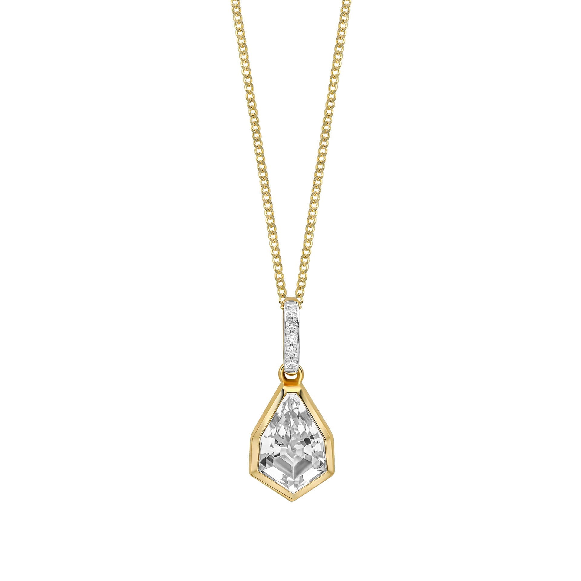 Elements Gold Shield Cut Topaz Pendant