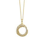 Elements Gold Diamond and Stippled Edge Swirl Pendant