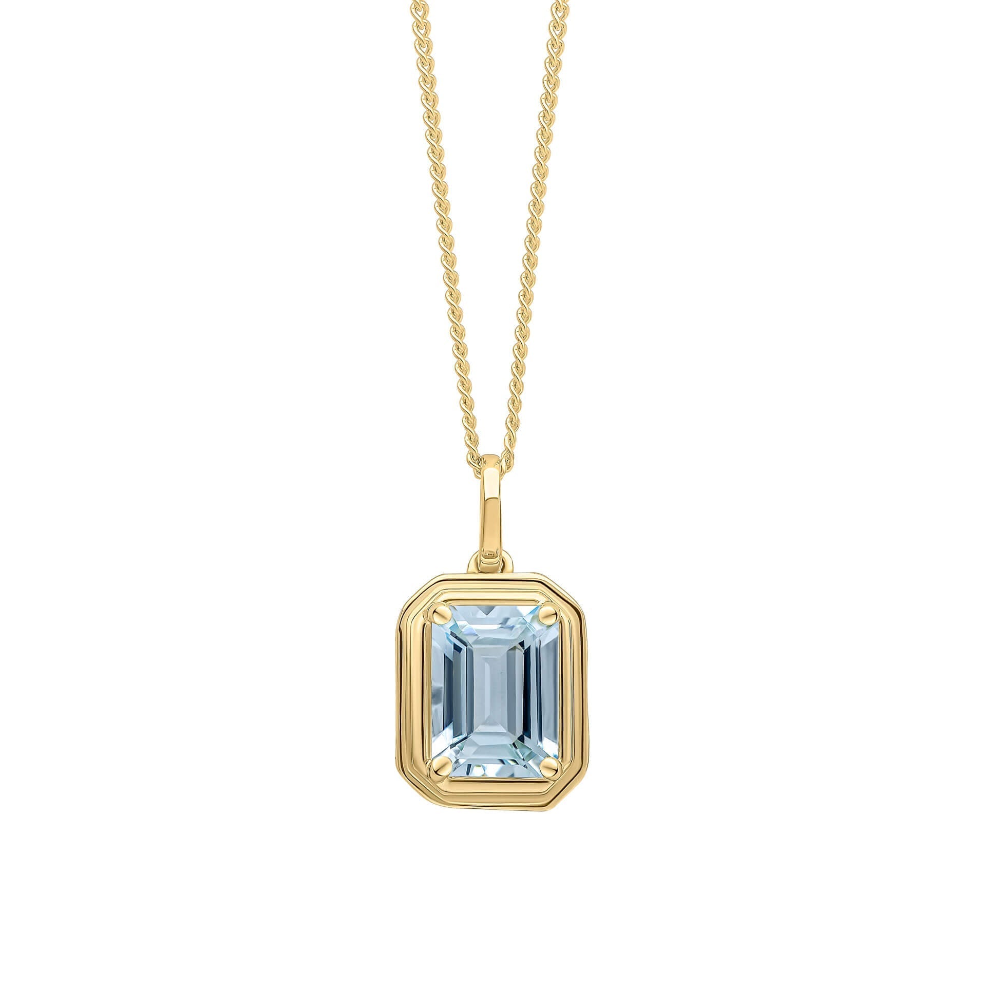 Elements Gold Elongated Octagon Aquamarine Pendant
