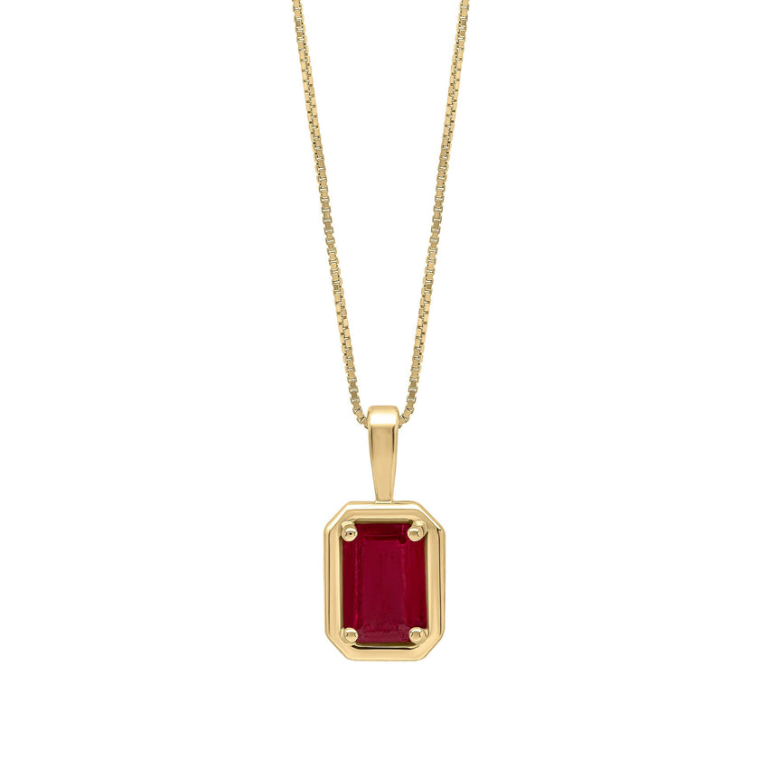 Elements Gold Chunky Border Precious Stone Pendant
