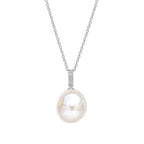 Elements Gold Oversized Baroque Pearl and White Topaz Detail Pendant
