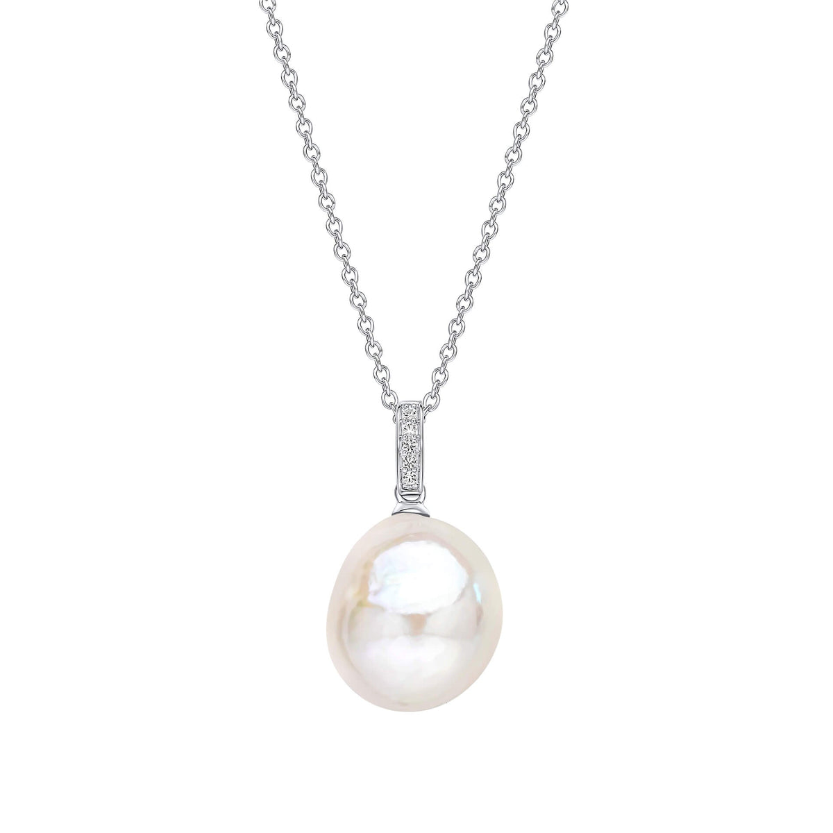 Elements Gold Oversized Baroque Pearl and White Topaz Detail Pendant