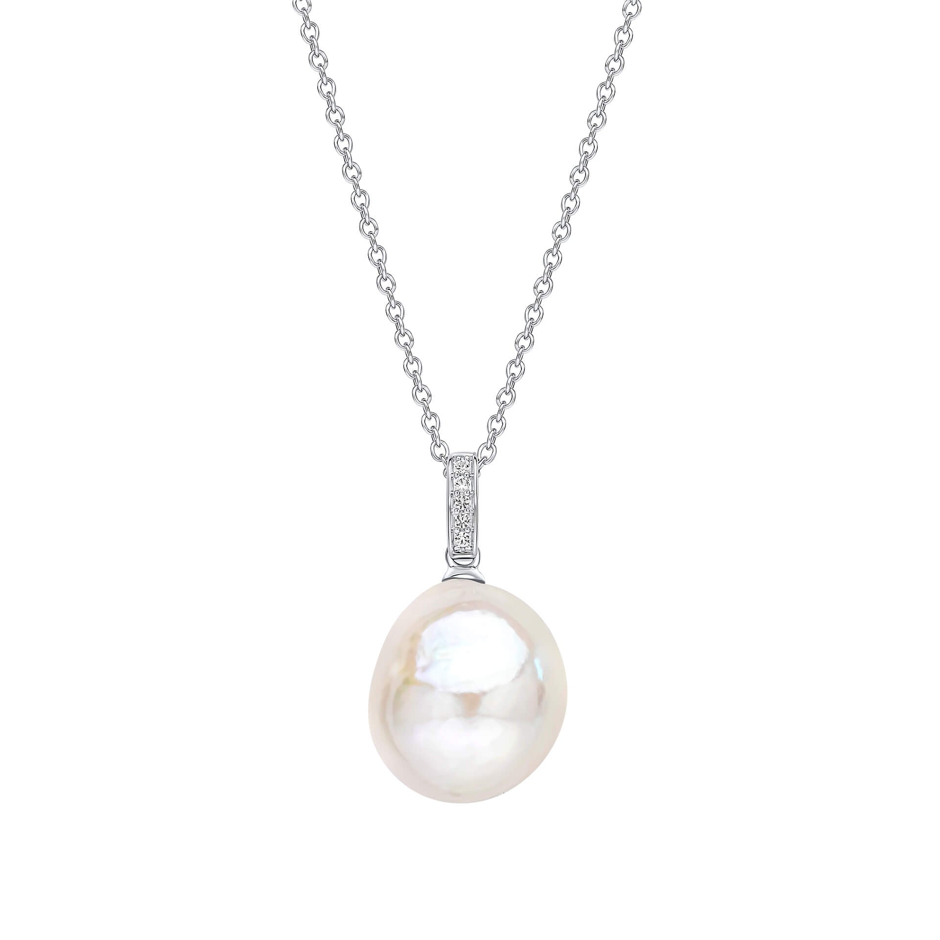 Elements Gold Oversized Baroque Pearl and White Topaz Detail Pendant