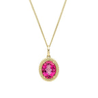 Elements Gold Oval Cut Pink Topaz Pendant