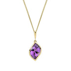 Elements Gold Flame Cut Amethyst Pendant