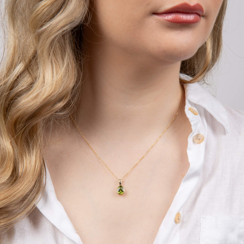 Elements Gold Peridot Teardrop Pendant