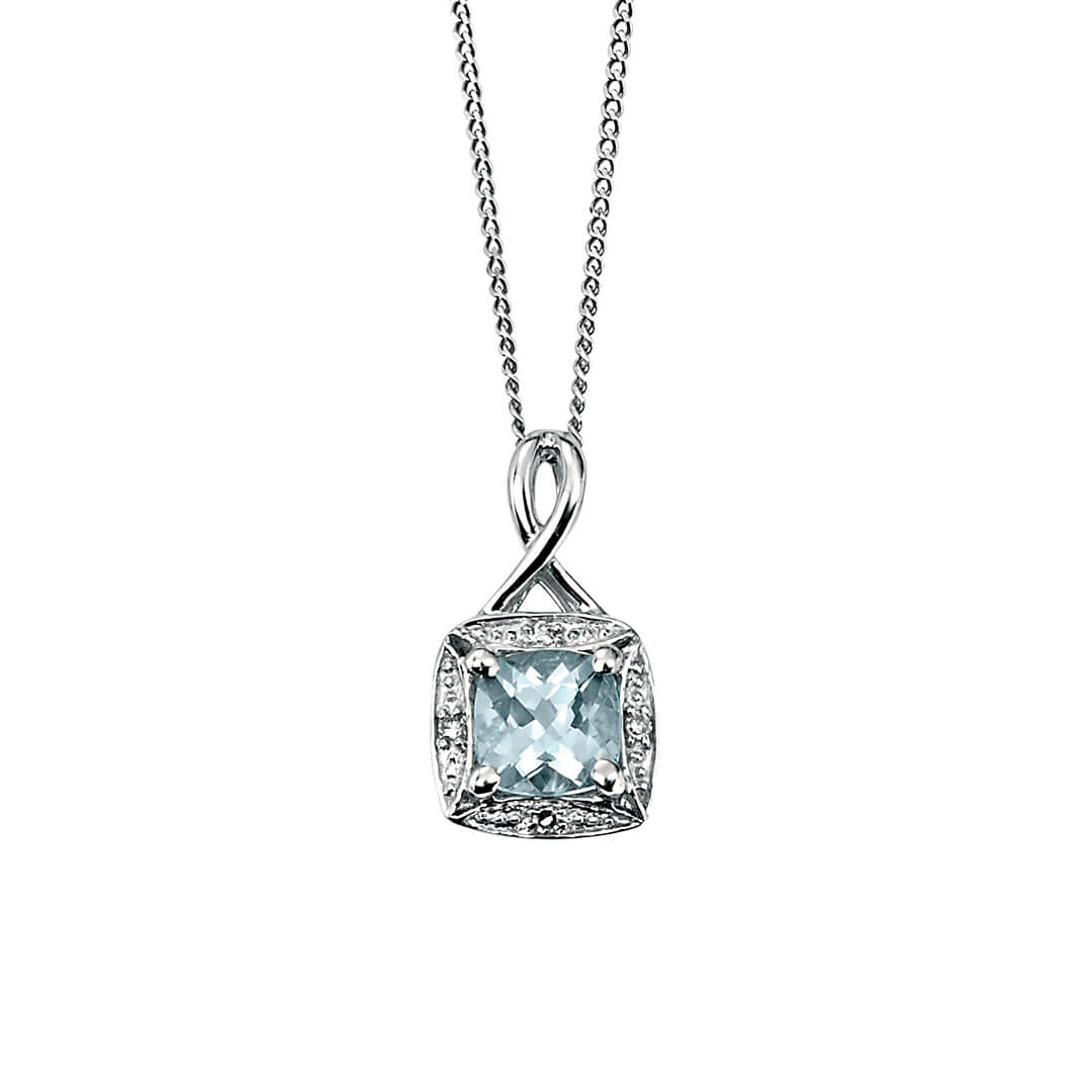 Elements Gold Semi-Precious Twist Pendant with Diamond Surround